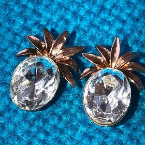 Vintage rhinestone Pineapple post earrings